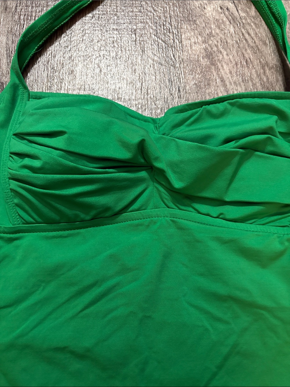 Vintage Y2K Bisou Bisou Green Halter Tankini Swim Top Large - Picture 2 of 4